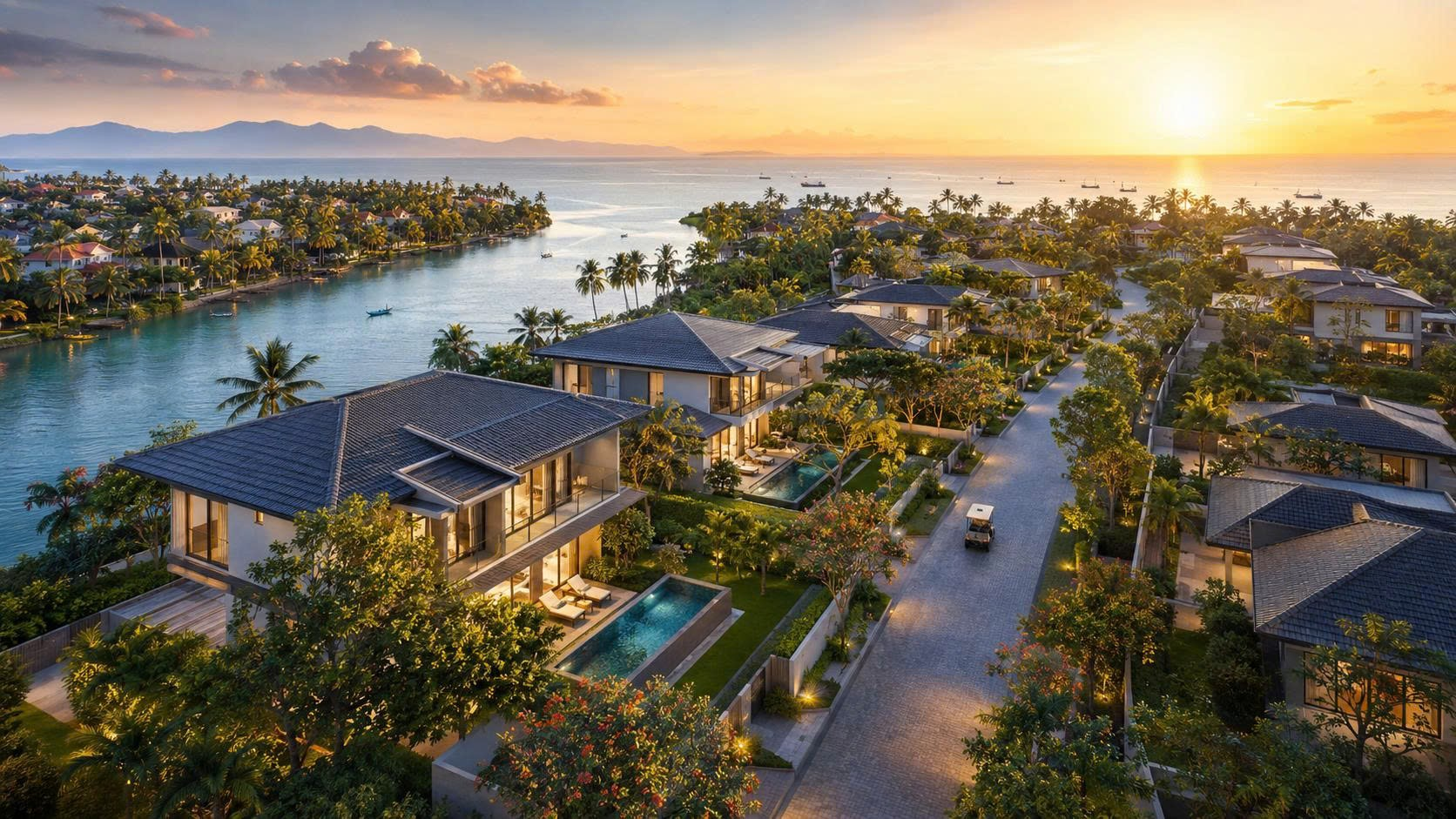Toàn cảnh khu villa cao cấp tại Hội An nhìn từ trên cao